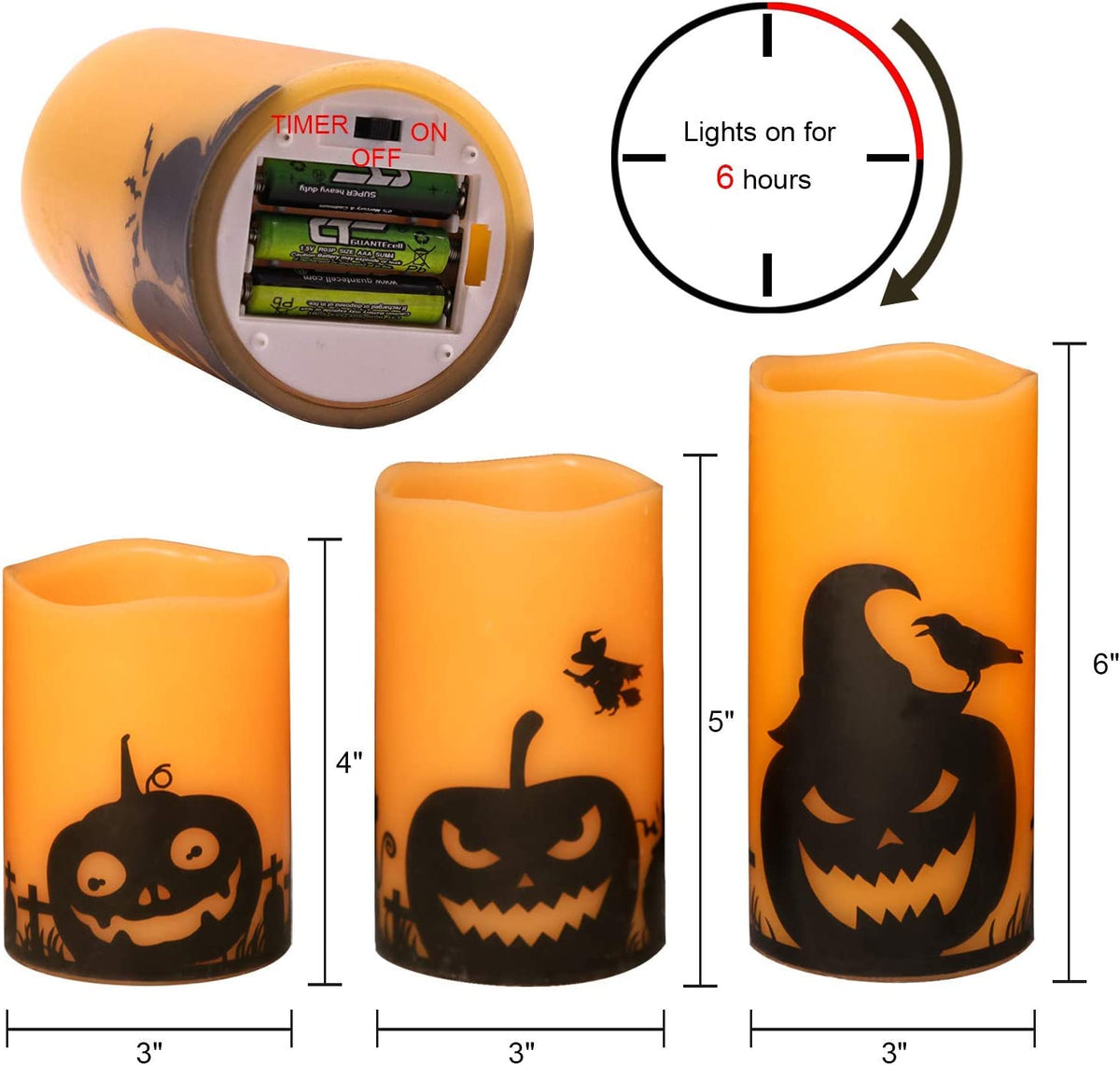 Pumpkin Halloween Flameless Candles Battery Operated with Timer