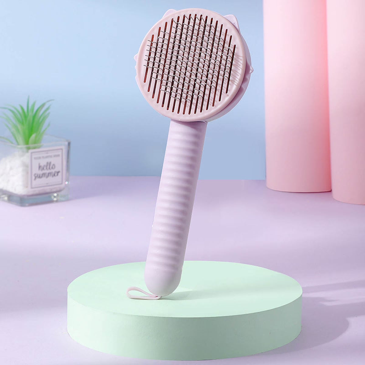 Kladzum Cat Brush, Pet Hair Cleaner Brush, Pet Grooming Brush, Self Cleaning Cat Brush, Cat Grooming Brush, Cat Shedding Brush, Cat and Dog Hair Removal Button Pet Hair Cleaner Brush Self Cleaning