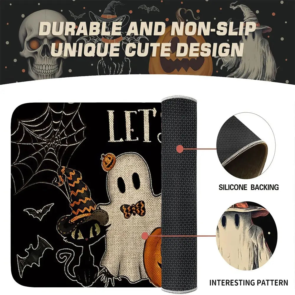 2Pcs Holloween Kitchen Rug Mat BOO! Terrifying Skeleton Horror Pumpkin Bat Spider Web Wizard Floor Mat Set Farmhouse Kitchen Rug Non Slip Restaurant Floor Dining Room Laundry Room Decor Carpet Mat Fall Decor Home Decor Rug Kitchen Floor Mats