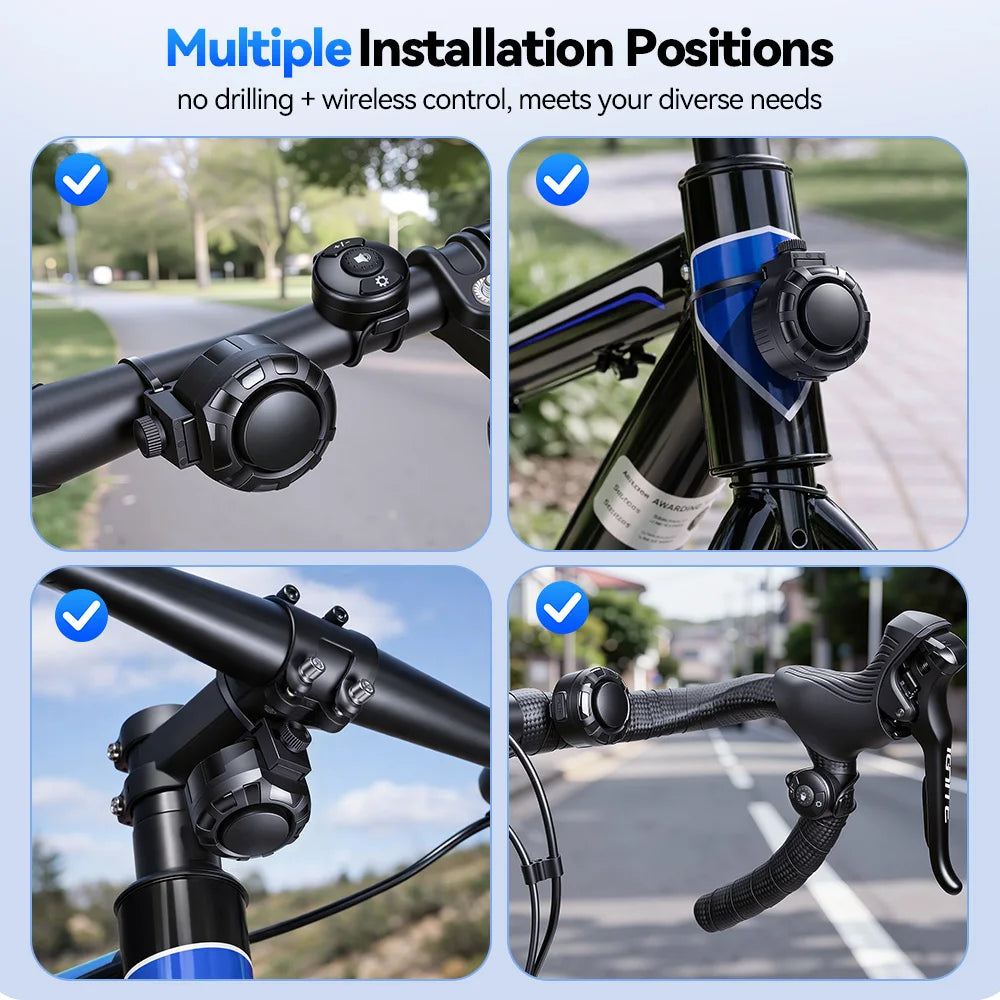 120Db Electric Bike Bell Rechargeable Bicycle Horn Remote Control Waterproof Cycling Scooter Warning Alarm Ring
