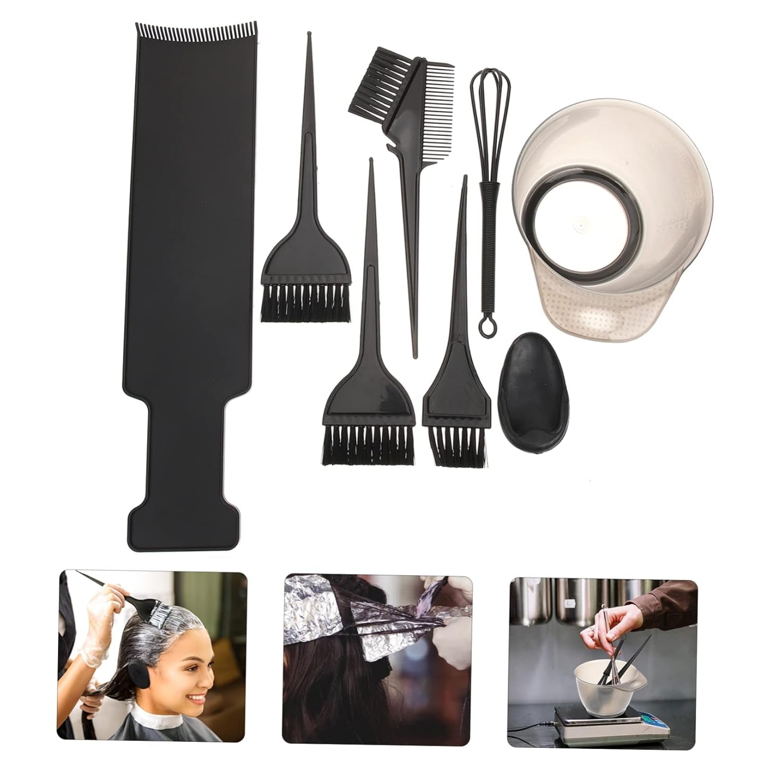 Hair Dye Paddle Kit with Bowl, Comb, Spoon and Brush for Salons