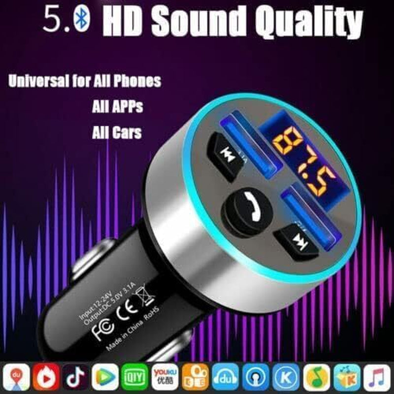 Transmisor FM Radio Bluetooth USB Para Carro Auto for Car Con Pantalla Digital