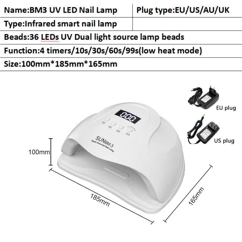 Nail Dryer LED Nail Lamp UV Lamp for Curing All Gel Nail Polish with Motion Sensing Manicure Pedicure Salon Tool