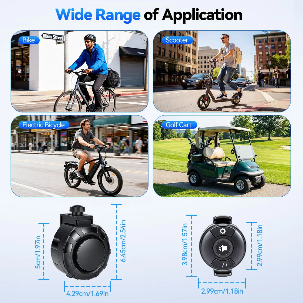 120Db Electric Bike Bell Rechargeable Bicycle Horn Remote Control Waterproof Cycling Scooter Warning Alarm Ring